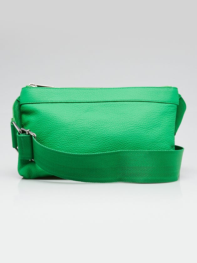 Bottega Veneta Parakeet Green Leather Puffy Zip Crossbody Bag