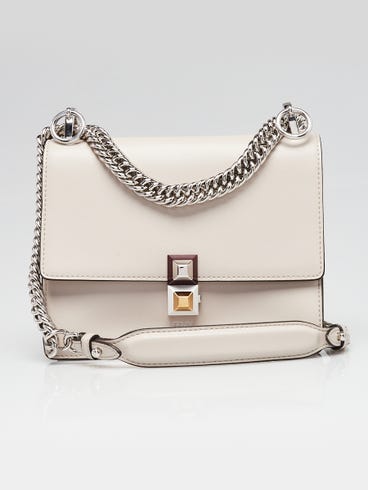 Fendi Grey Calfskin Leather Small I Kan Chain Shoulder Bag 8M0381