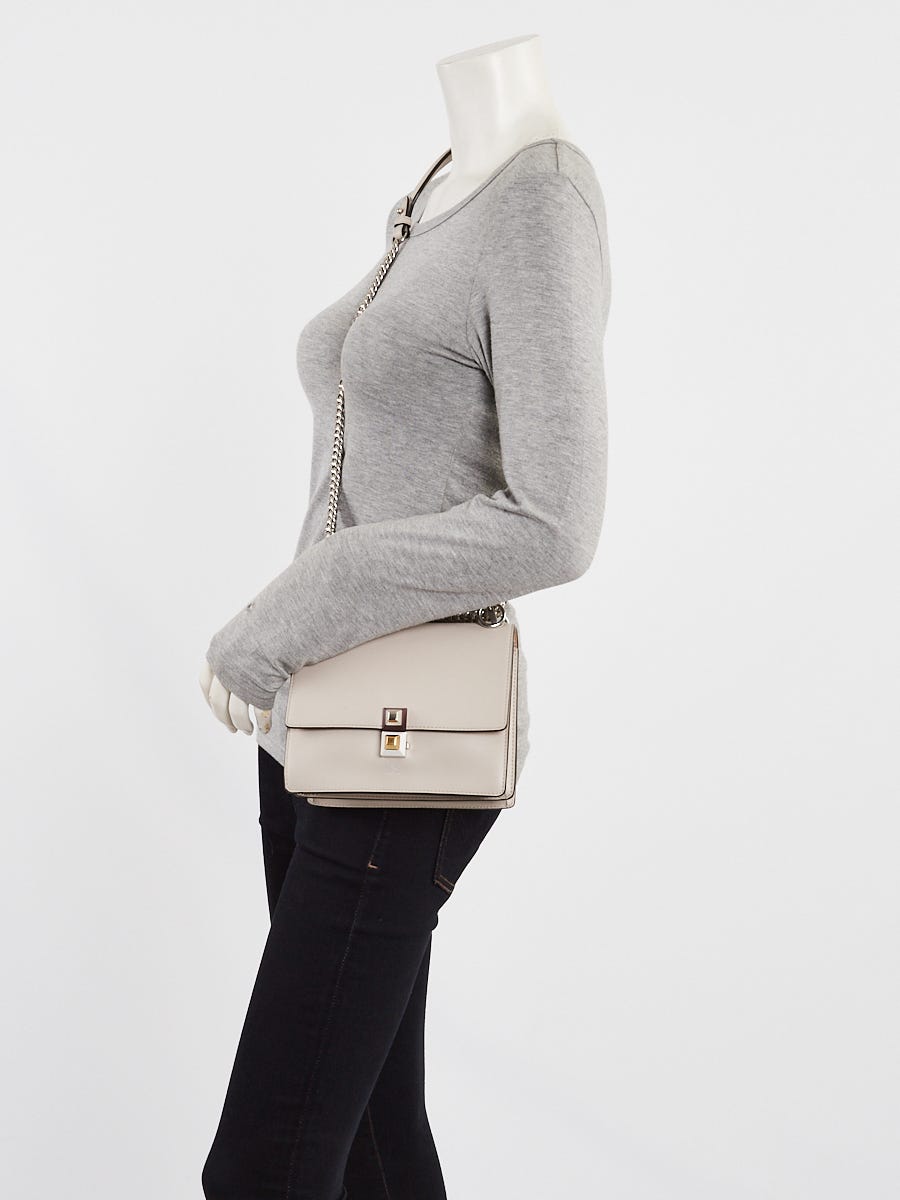 Fendi Grey Calfskin Leather Small I Kan Chain Shoulder Bag 8M0381