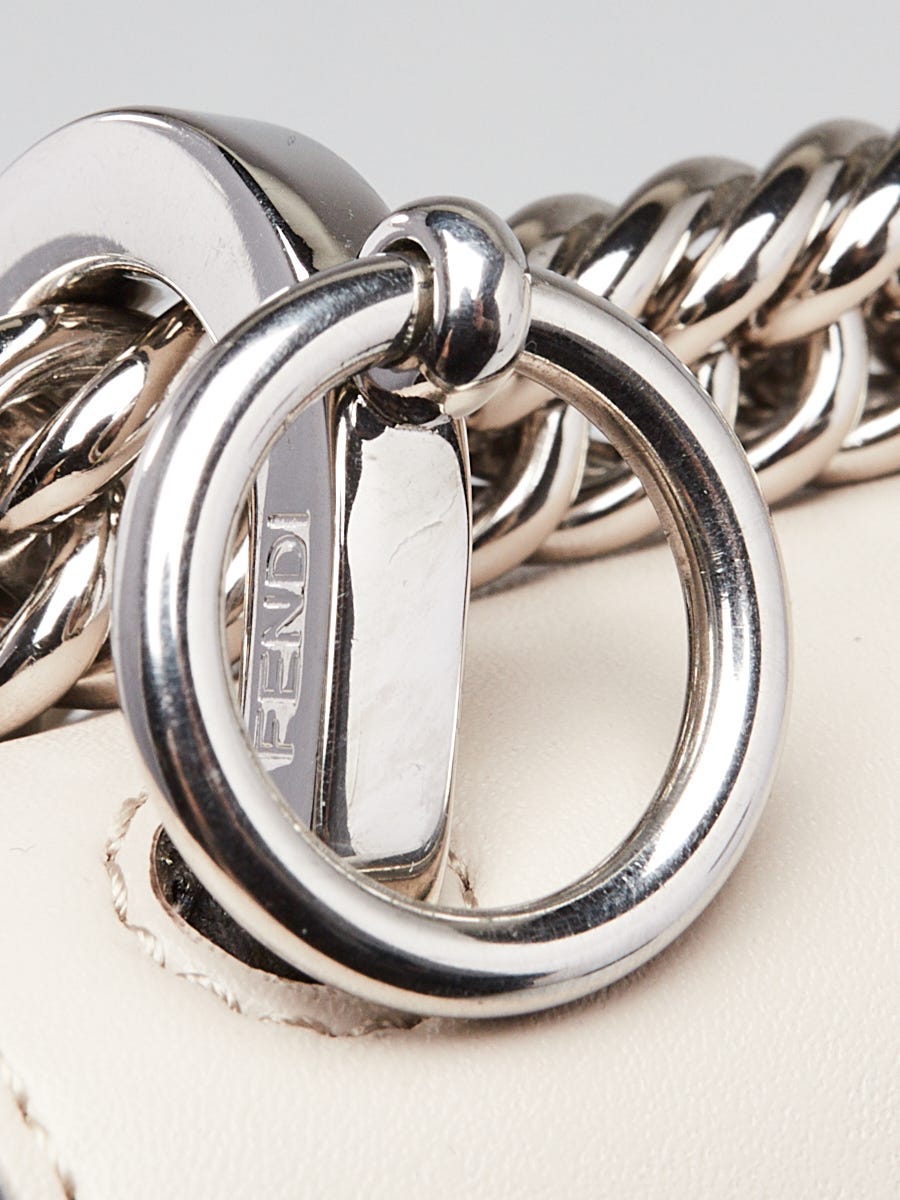 Fendi Grey Calfskin Leather Small I Kan Chain Shoulder Bag 8M0381