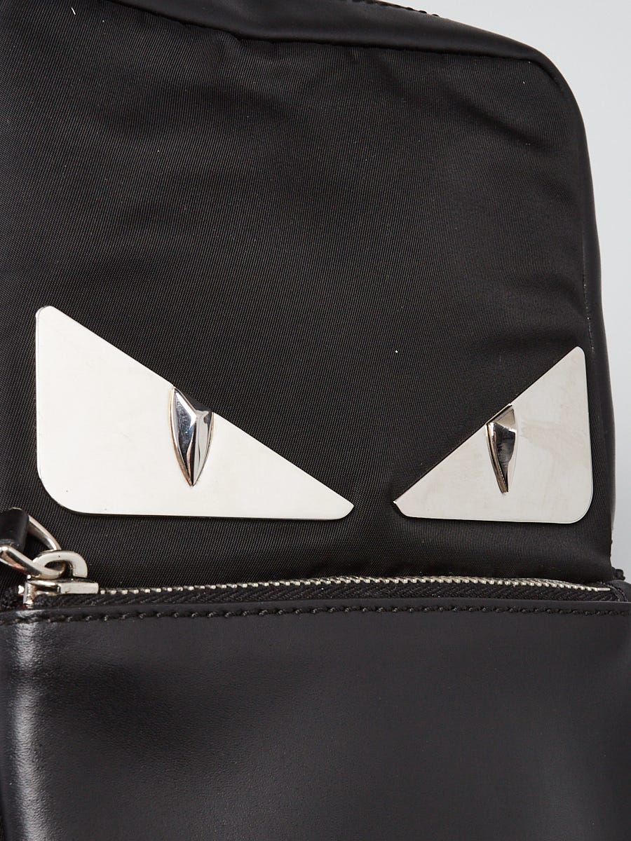 Fendi Black Leather/Nylon Monster Sling Backpack | Yoogi's Closet