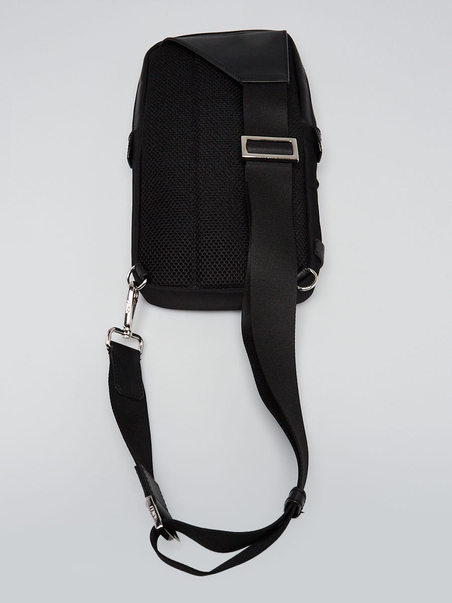 Fendi Black Leather/Nylon Monster Sling Backpack | Yoogi's Closet