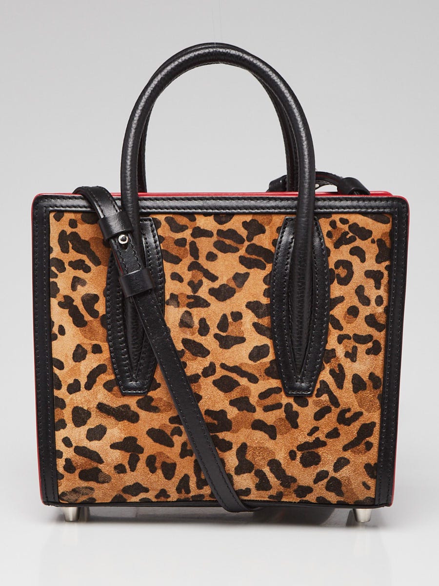 Christian Louboutin Black Leather and Leopard Print Suede