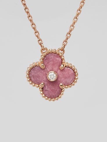 Van Cleef Arpels 18 Rose Gold Rhodonite and Diamond Vintage