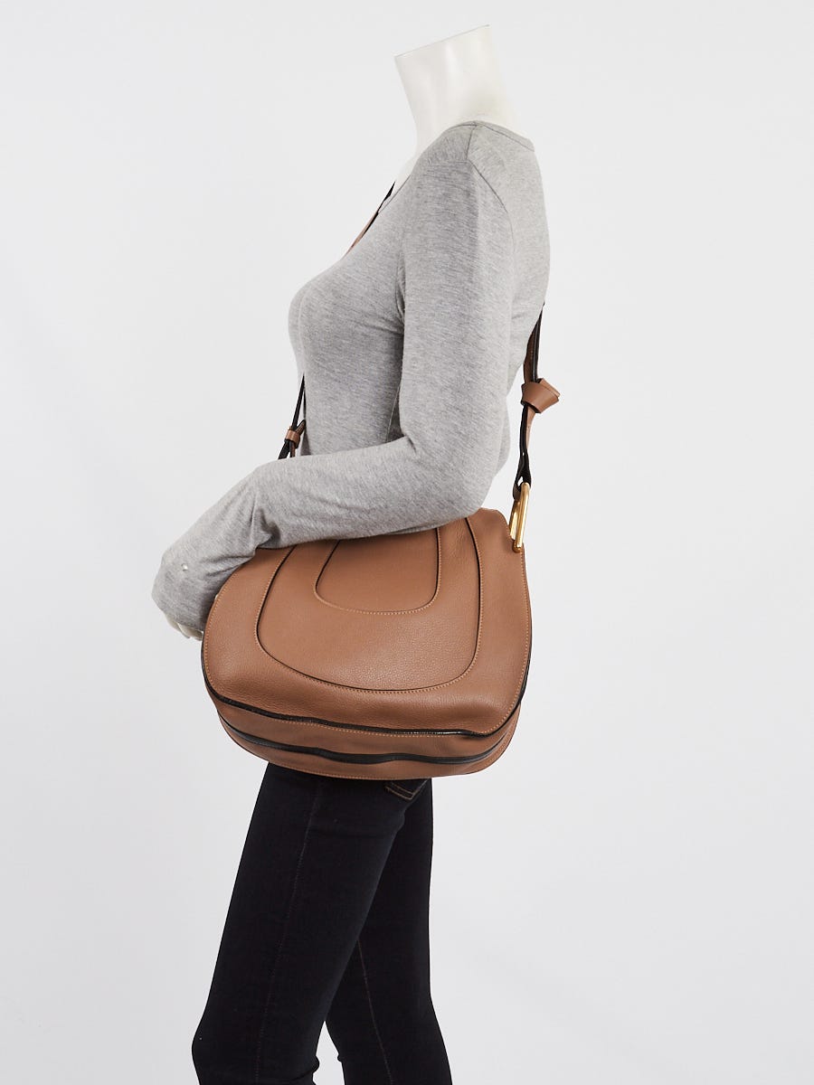 Chloe Brown Pebbled Leather Hayley Small Hobo Bag | Yoogi's Closet