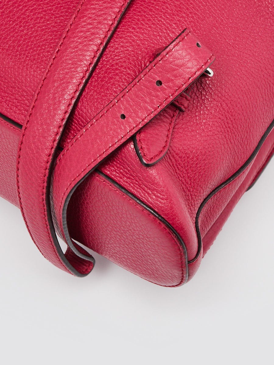 Gucci Dark Pink Pebbled Leather Bamboo Backpack Bag  display picture 3