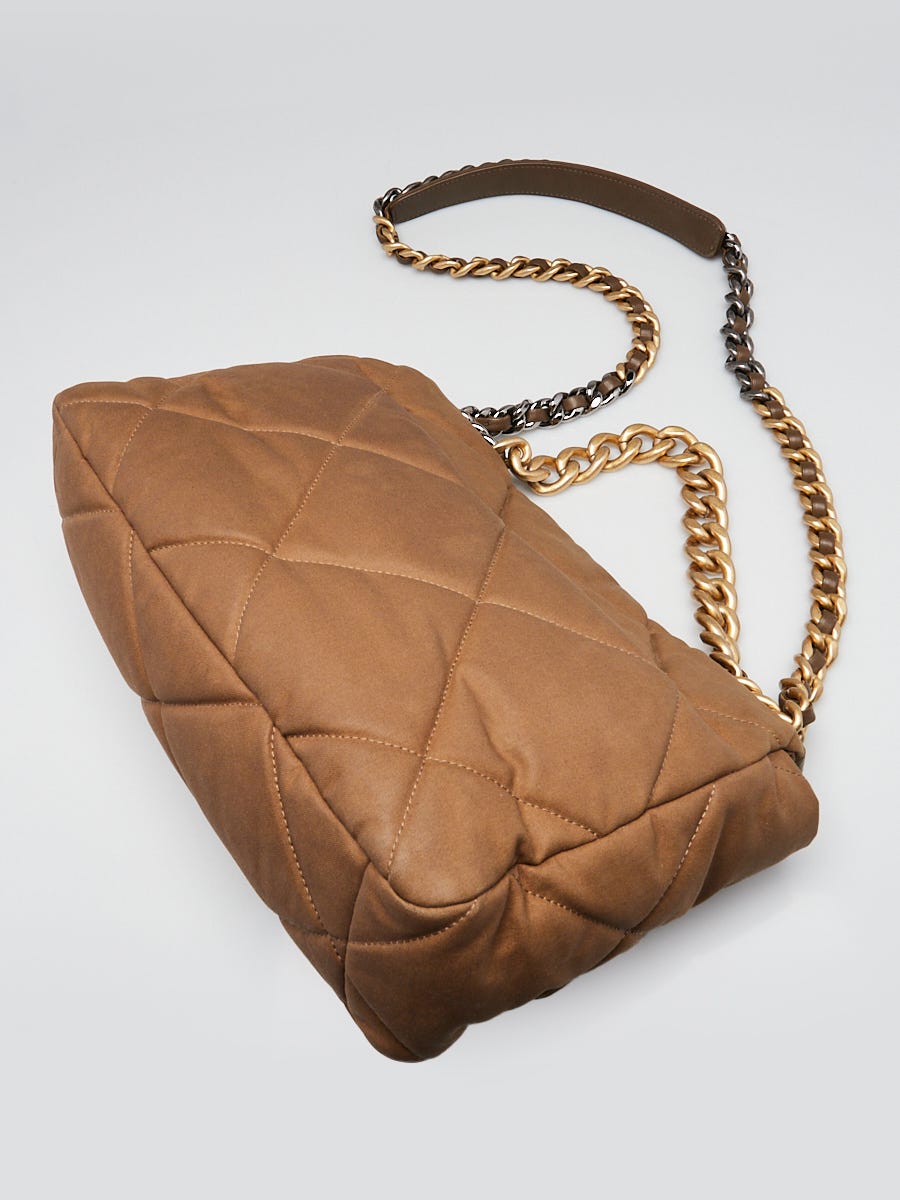 Chanel Brown Quilted Canvas Chanel 19 Large Flap Bag | Yoogi's Closet