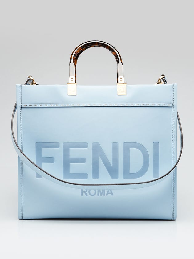 Fendi Light Blue Leather Medium Sunshine Tote Bag -8BH386