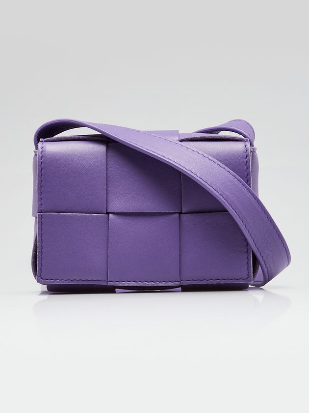 Bottega Veneta Purple Leather Maxi Weave Candy Cassette Crossbody Bag