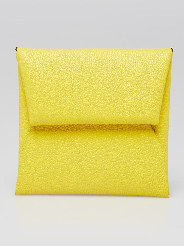 Hermes Jaune de Naples Chevre Mysore Leather Bastia Change Purse