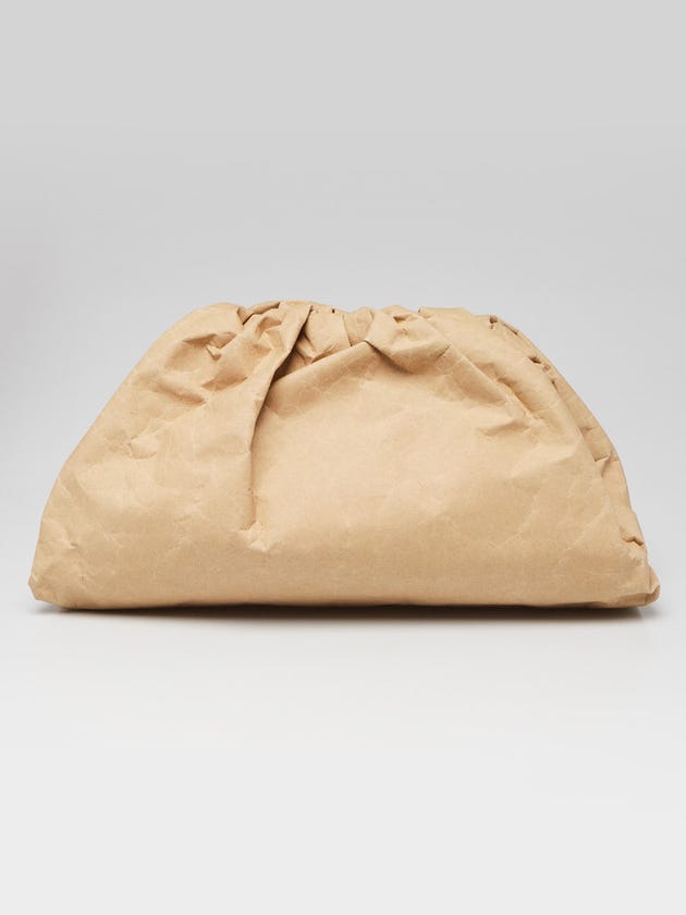 Bottega Veneta Brown Coated Kraft Paper The Pouch Clutch Bag