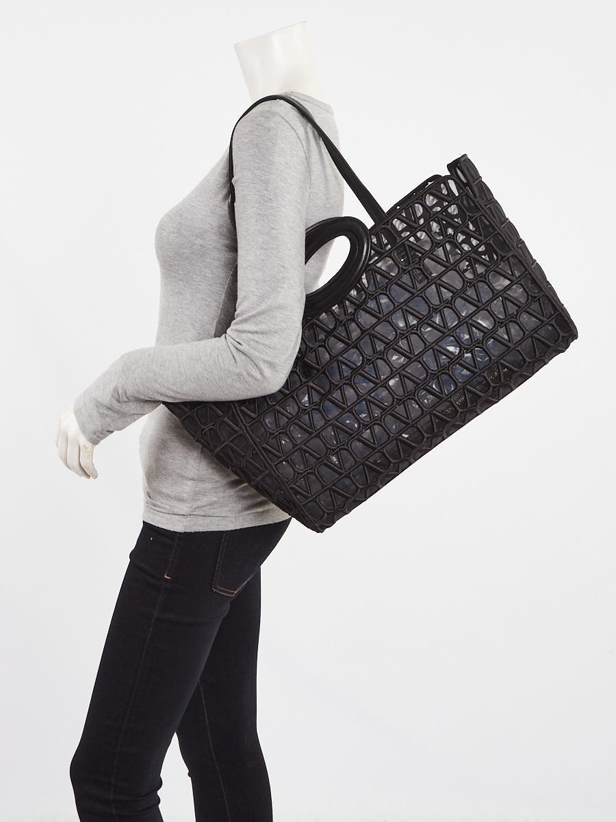 Valentino Black Mesh Fabric Le Troisieme Tote Bag