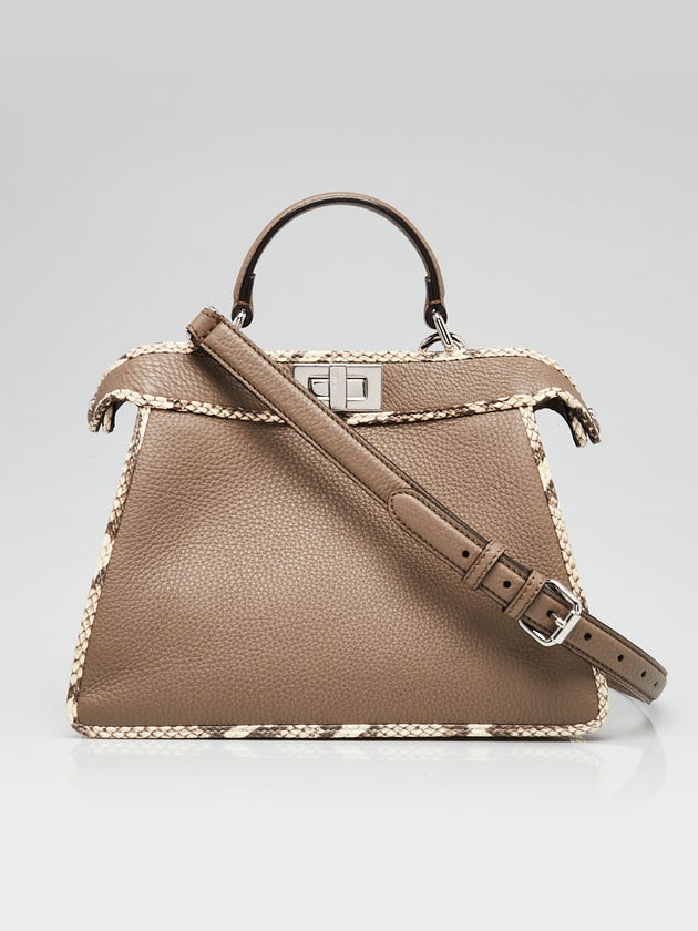gray python pattern handbag | nkd naked italian bags... Fendi Grey Leather/Python Small Peekaboo Iseeu Top Handle Bag 9BN327 ...