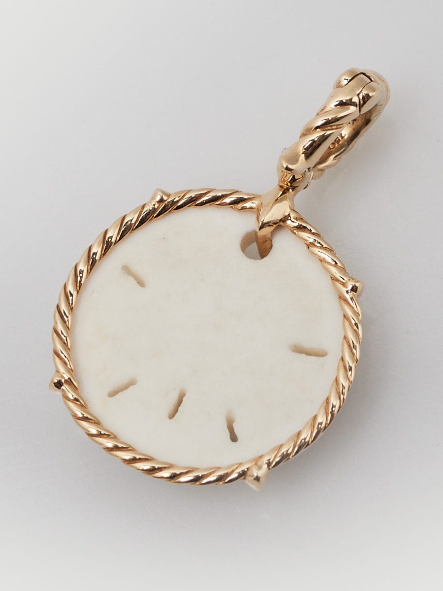 David Yurman 18k Gold Magnesite Sand Dollar Pendant