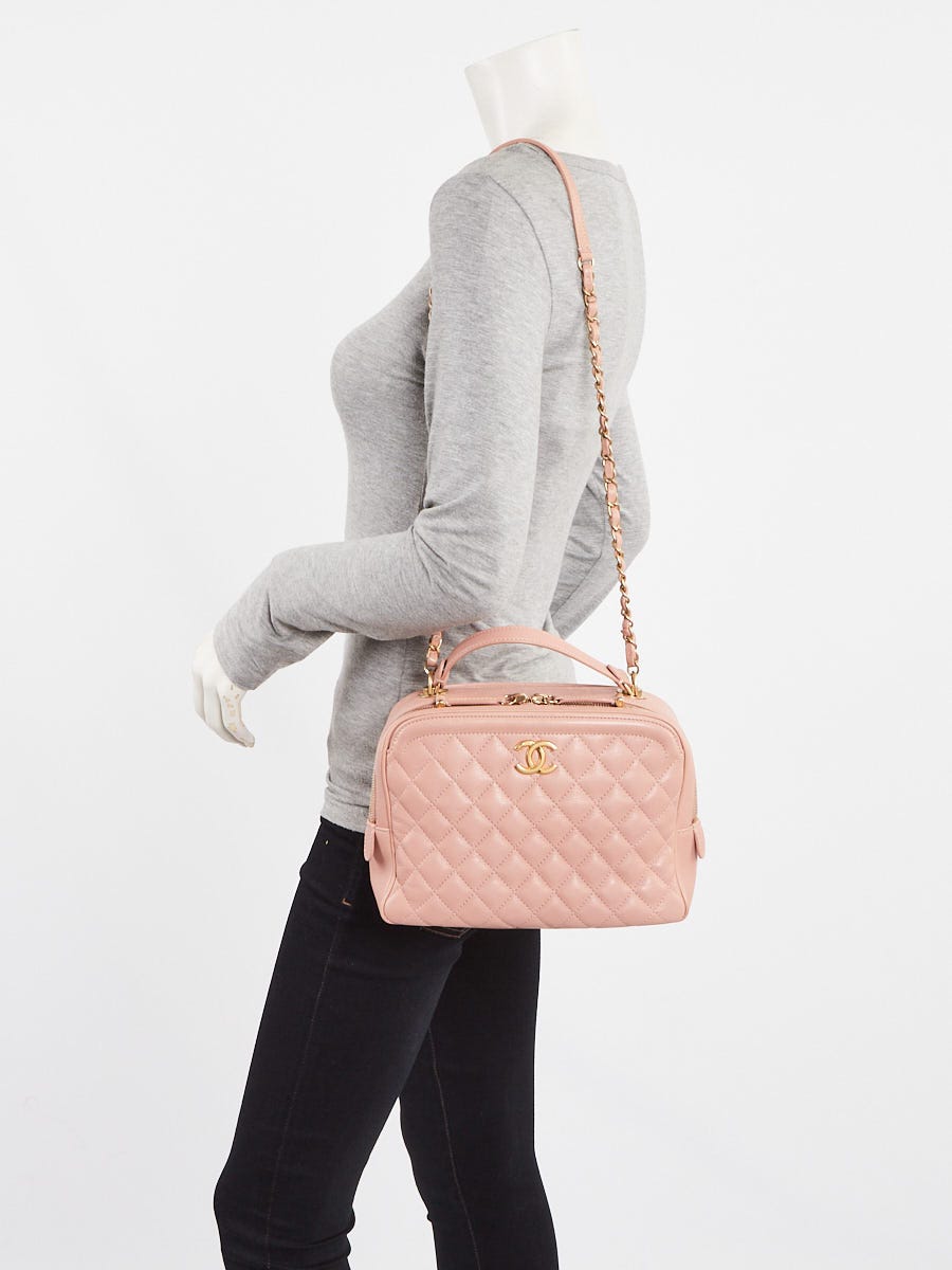 Chanel Pink Quilted Caviar Leather Medium Vanity Case Bag