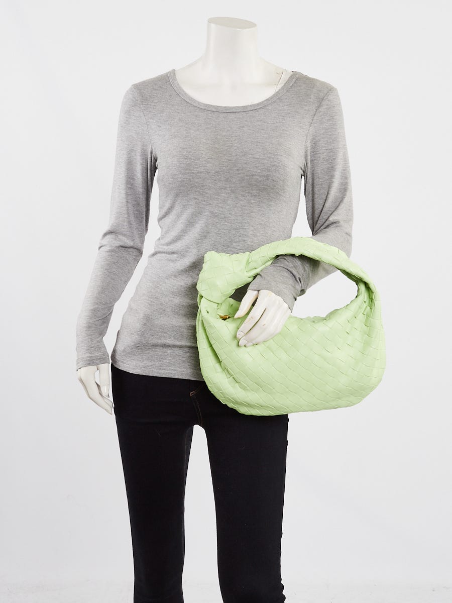 Bottega Veneta Light Green Intrecciato Woven Nappa Leather Teen Jodie Bag