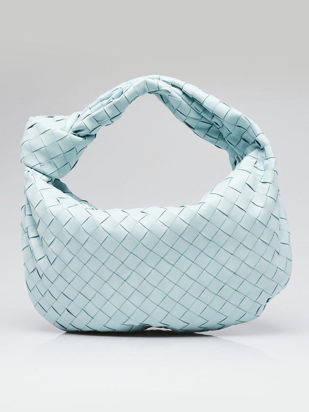 Bottega Veneta Light Blue Intrecciato Woven Nappa Leather Teen Jodie Bag