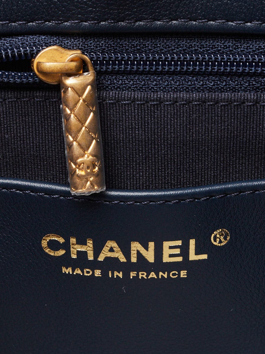 Chanel Navy Blue Quilted Calfskin Leather Braided Handle Chain