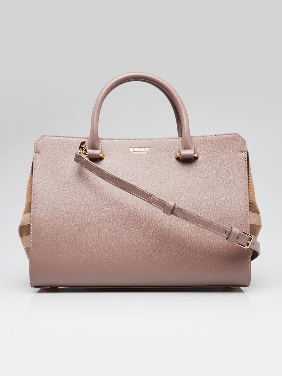 Burberry Grey Mink Leather Vintage Check Small Banwell Bag