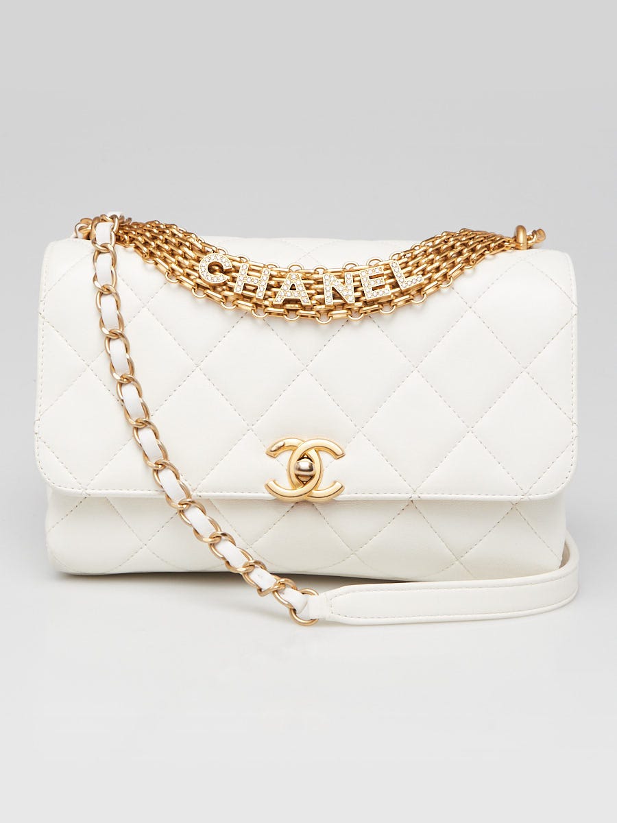 pipi　CHANELヴァニティ　ホワイト Chanel Vanity with Heart Adjustable Chain White Caviar Aged