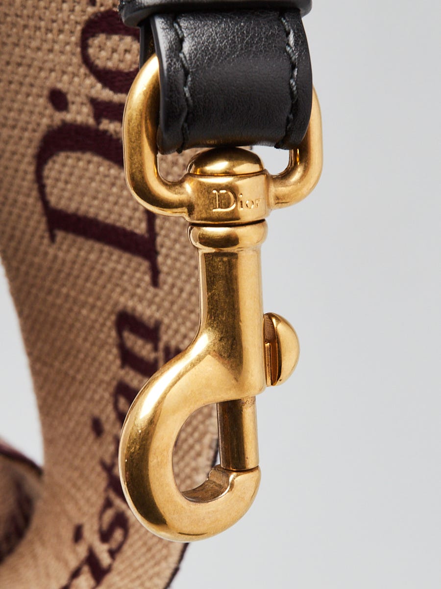 Christian Dior Burgundy/Beige Canvas Logo Strap