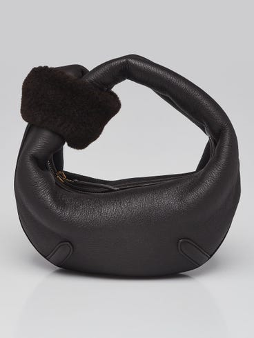 Bottega Veneta Dark Brown Leather/Shearling Mini Jodie Bag