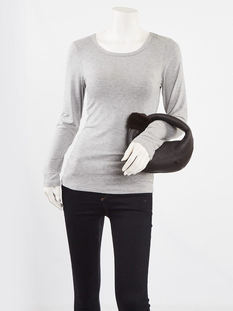 Bottega Veneta Dark Brown Leather/Shearling Mini Jodie Bag