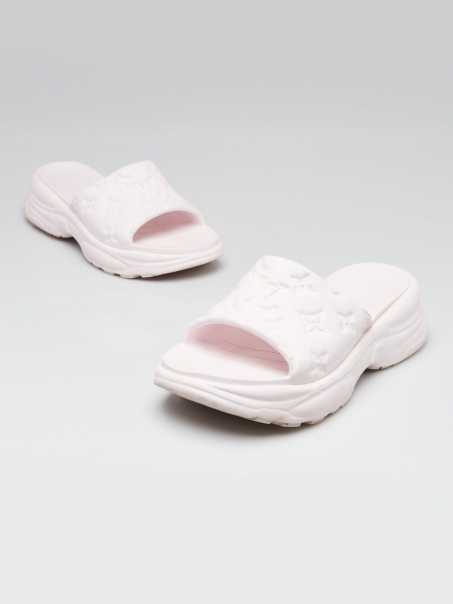 Louis Vuitton Pink Monogram Embossed Rubber Platform Comfort