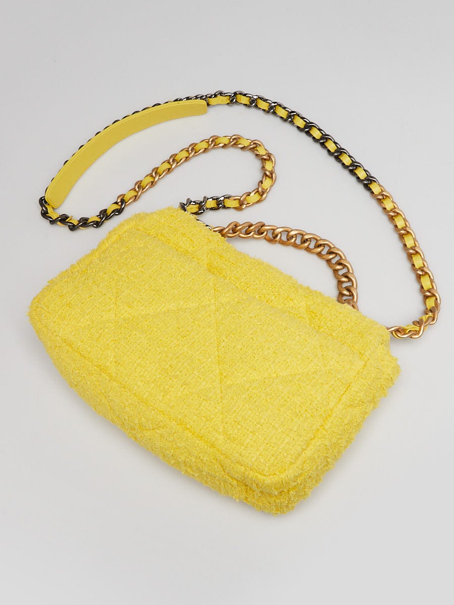 Chanel Yellow Quilted Tweed Chanel 19 Small Flap Bag | Yoogi's Closet