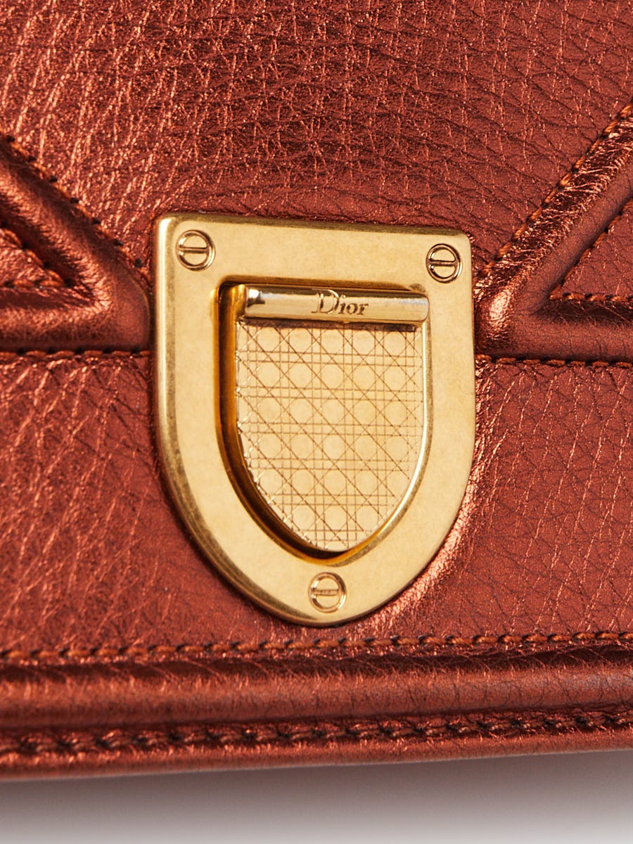Christian Dior Metallic Bronze Leather Diorama Small Flap Bag