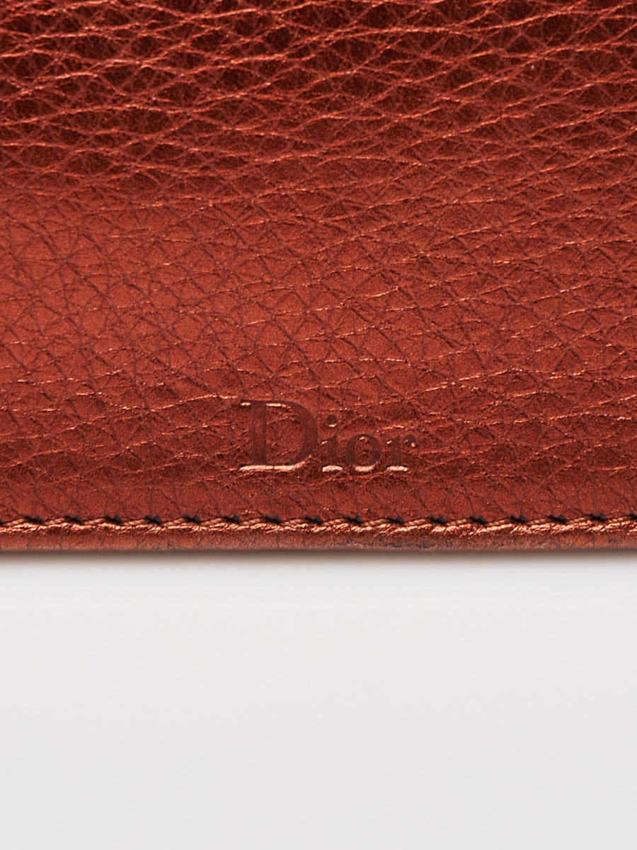 Christian Dior Metallic Bronze Leather Diorama Small Flap Bag