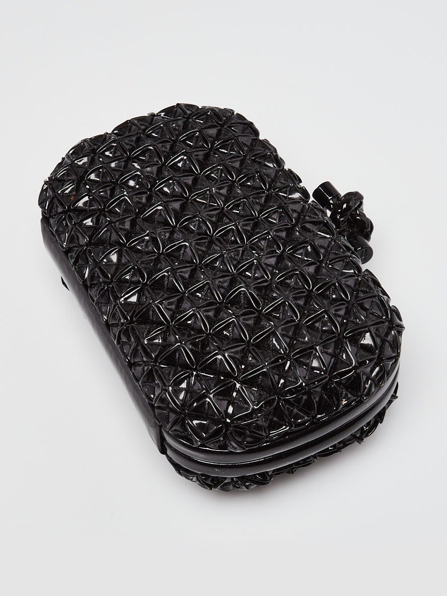 Bottega Veneta Black Patent Leather Origami Knot Clutch Bag