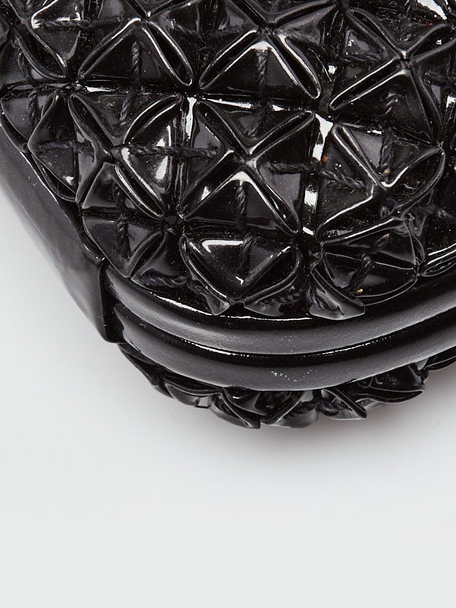 Bottega Veneta Black Patent Leather Origami Knot Clutch Bag