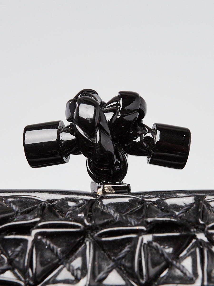 Bottega Veneta Black Patent Leather Origami Knot Clutch Bag