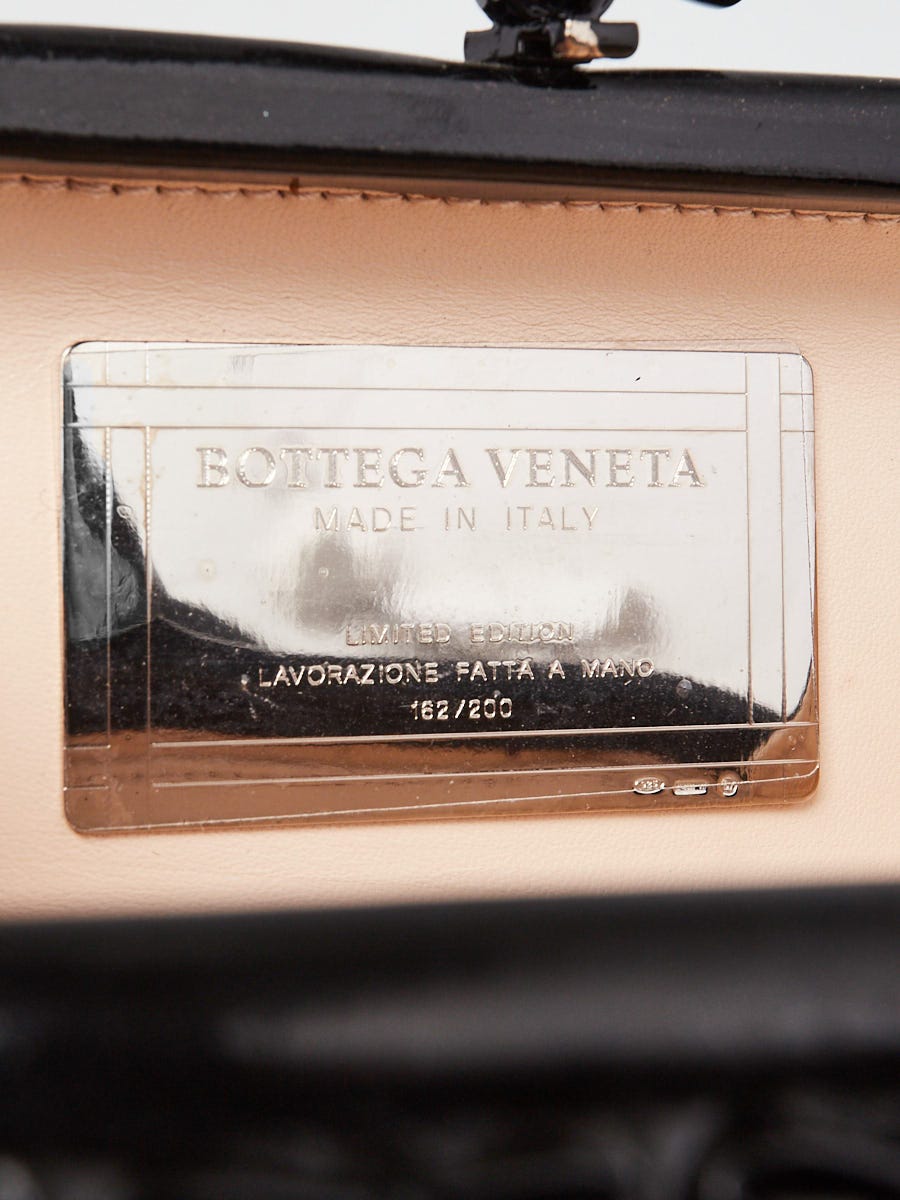 Bottega Veneta Black Patent Leather Origami Knot Clutch Bag