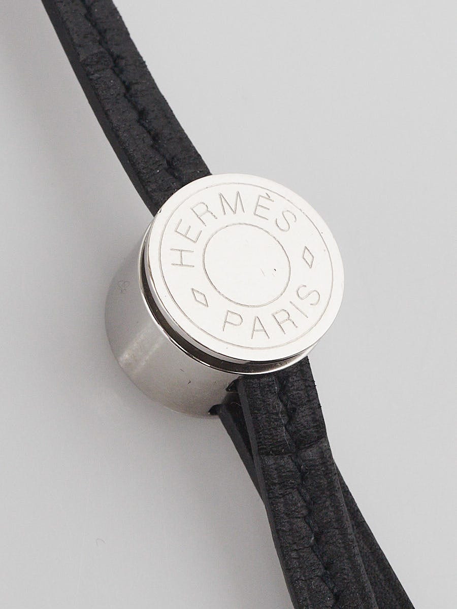 Hermes Black Leather Clou de Selle Key Chain and Bag Charm