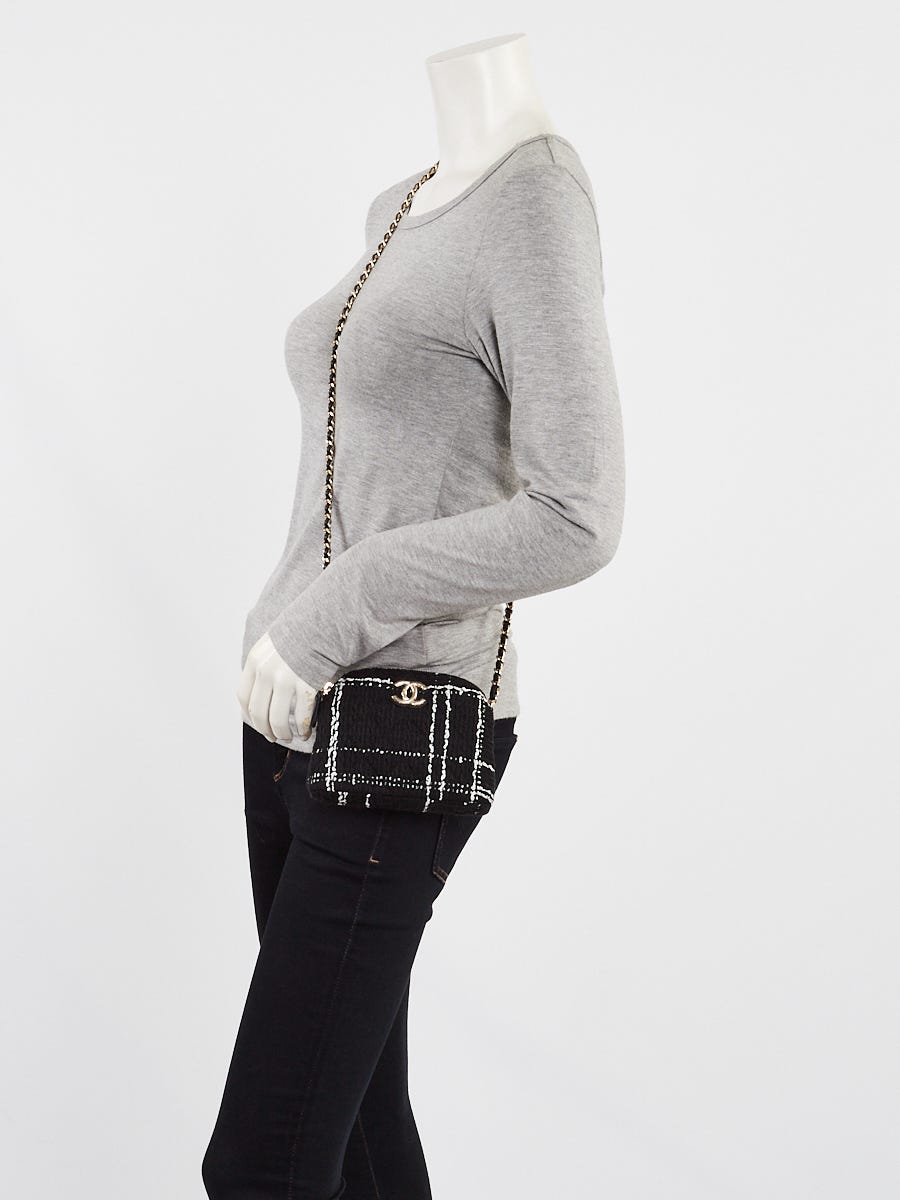 Chanel Black/White Sitched Tweed Mini VIP Crossbody Bag | Yoogi's
