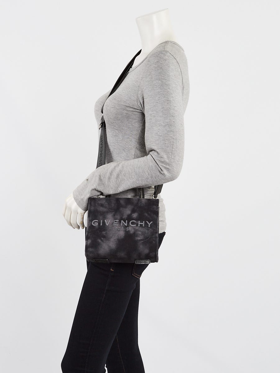 Givenchy Dark Grey Distressed Canvas Mini G Shopping Tote Bag