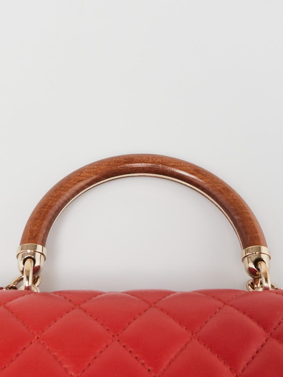 Chanel Red Quilted Lambskin Leather Mini Knock on Wood Bag