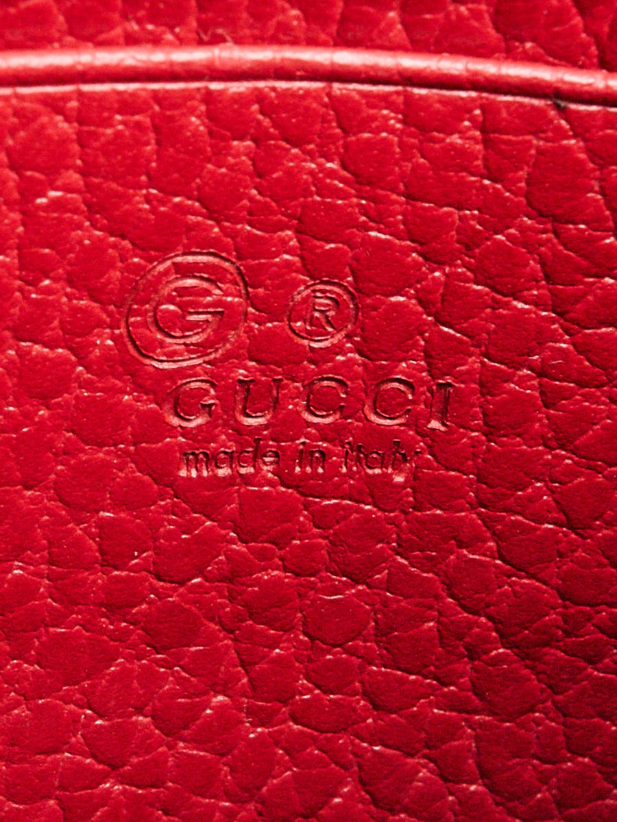 Gucci Red Leather Interlocking G Wallet On Chain Clutch Bag