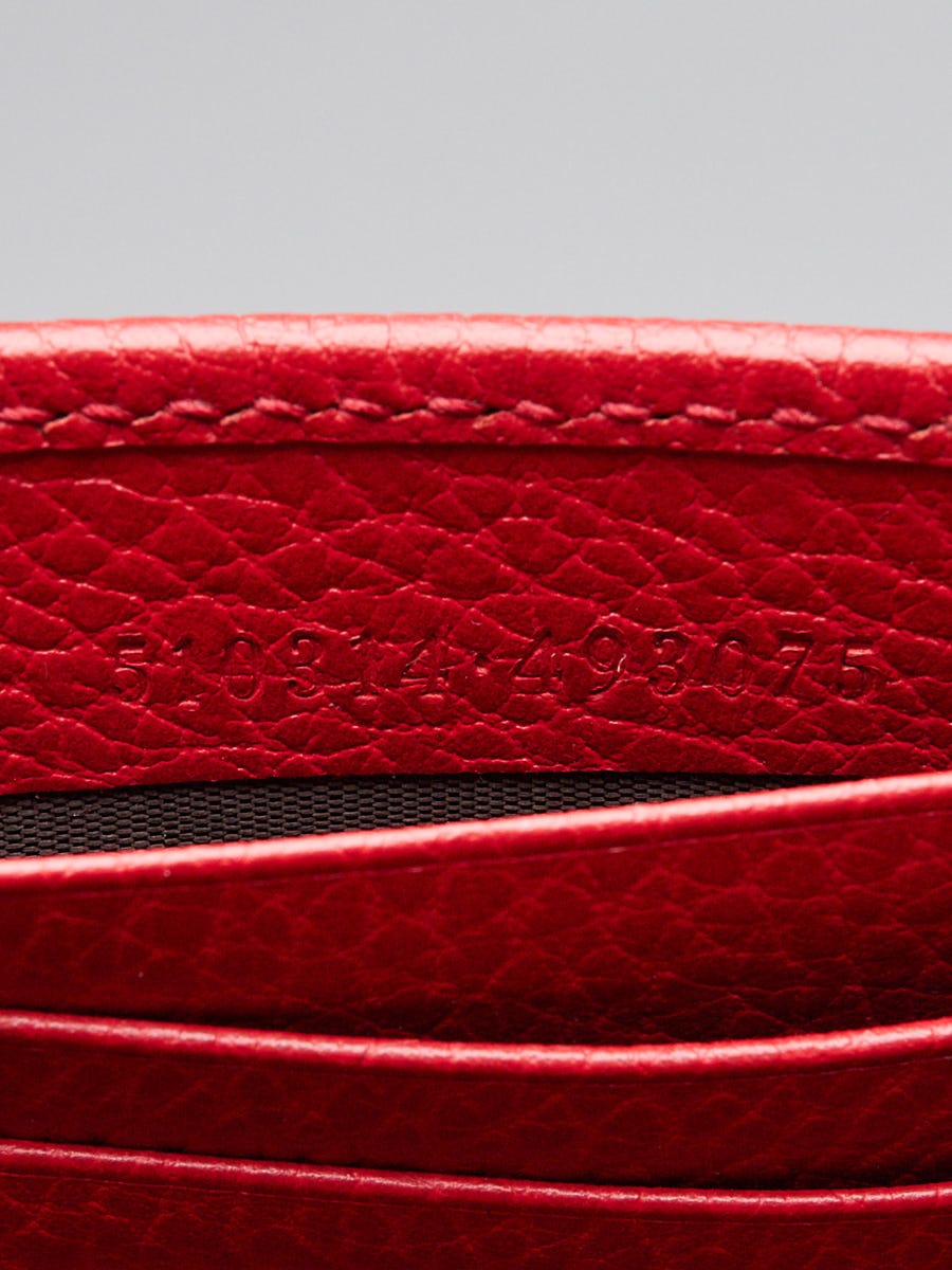 Gucci Red Leather Interlocking G Wallet On Chain Clutch Bag
