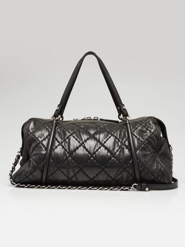 Chanel Black Quilted Iridescent Calfskin Leather Relax CC Bowling Bag
