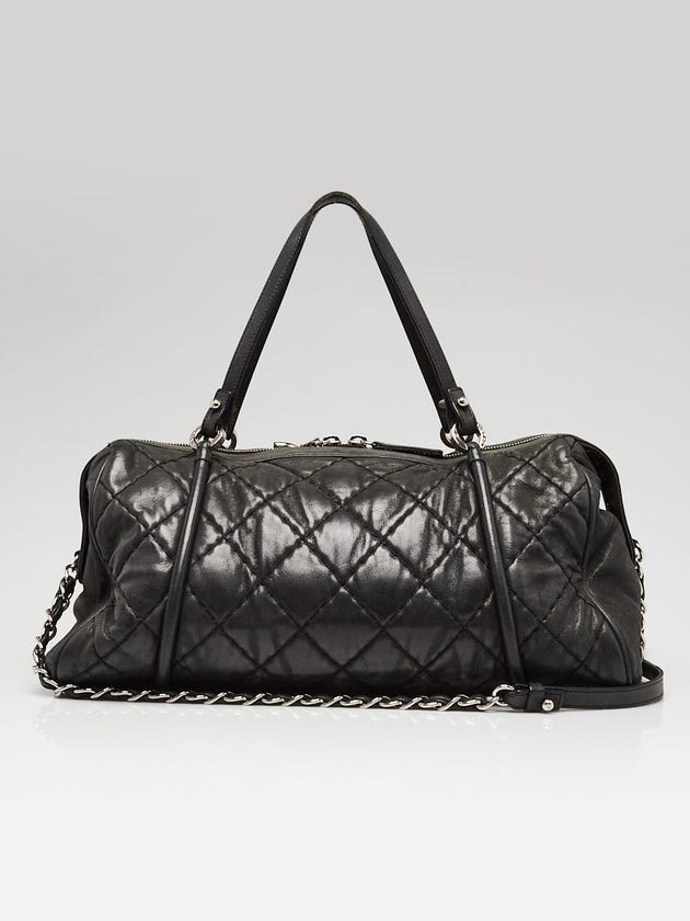 Chanel Black Quilted Iridescent Calfskin Leather Relax CC Bowling Bag
