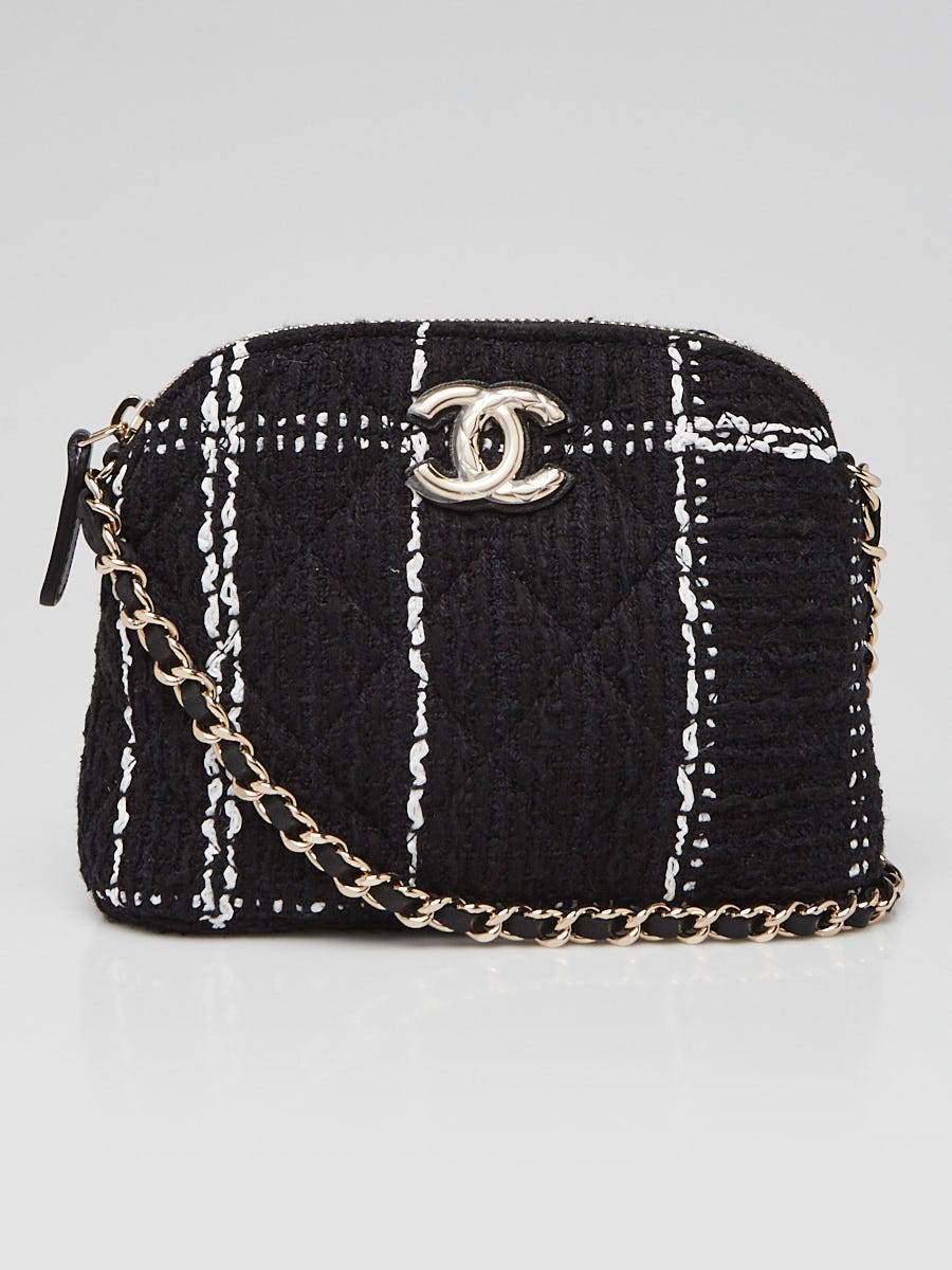 Chanel Black/White Sitched Tweed Mini VIP Crossbody Bag | Yoogi's