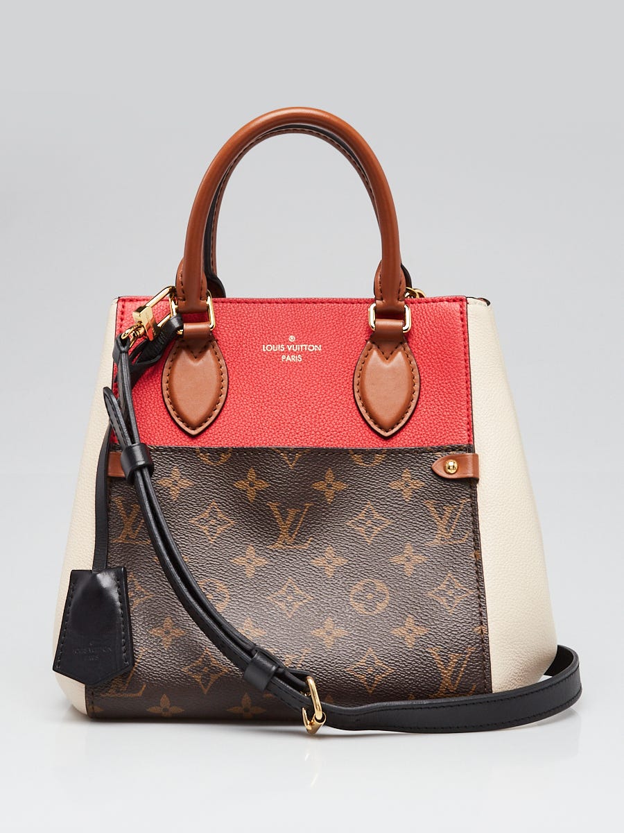 Louis Vuitton Red/White Leather Monogram Canvas Fold Tote PM Bag