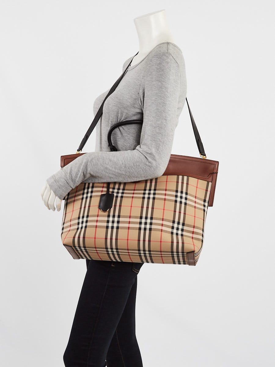 Burberry Vintage Check Canvas/Leather Medium Society Top Handle Bag