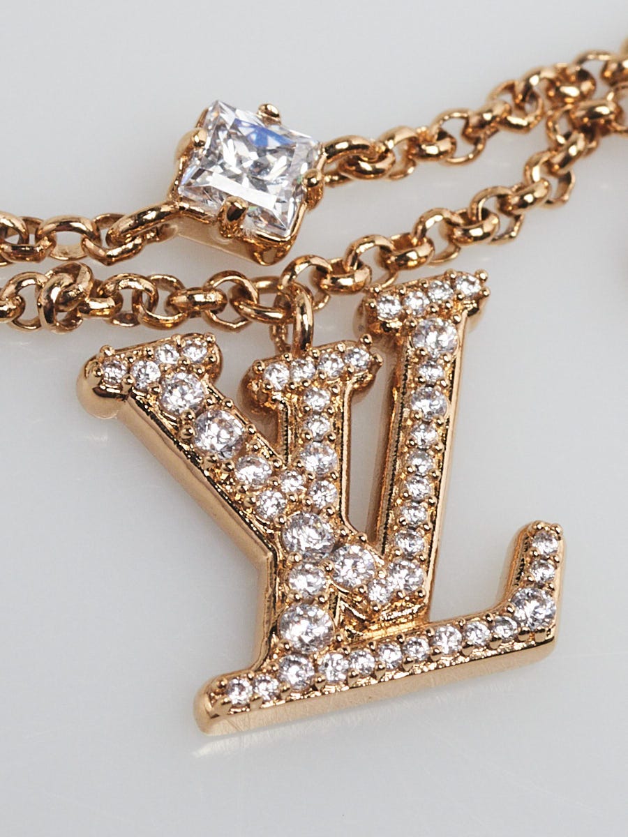 Louis Vuitton Godltone Metal and Crystal Lady LV Bracelet