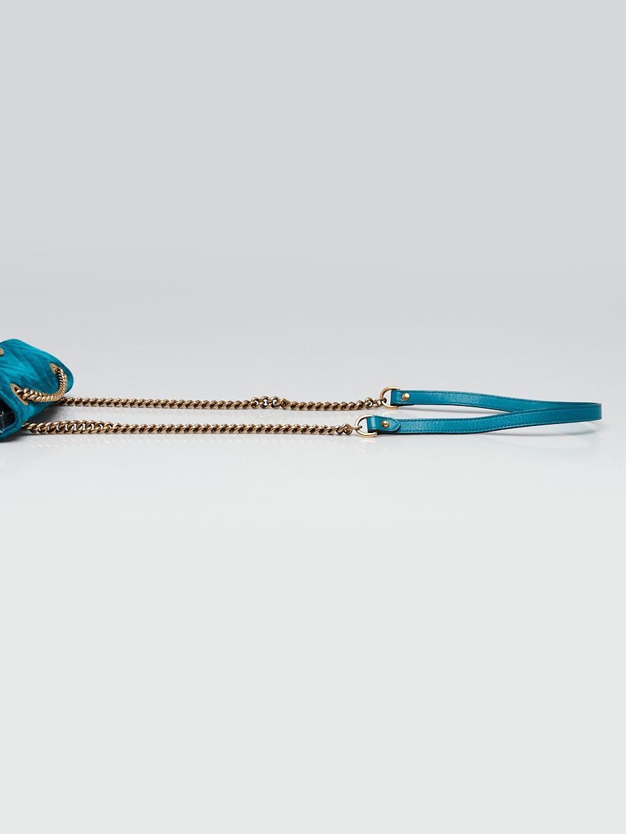 Gucci Teal Velvet GG Marmont Mini Metelasse Shoulder Bag | Yoogi's