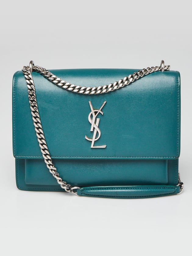 Yves Saint Laurent Teal Leather Medium Sunset Crossbody Bag