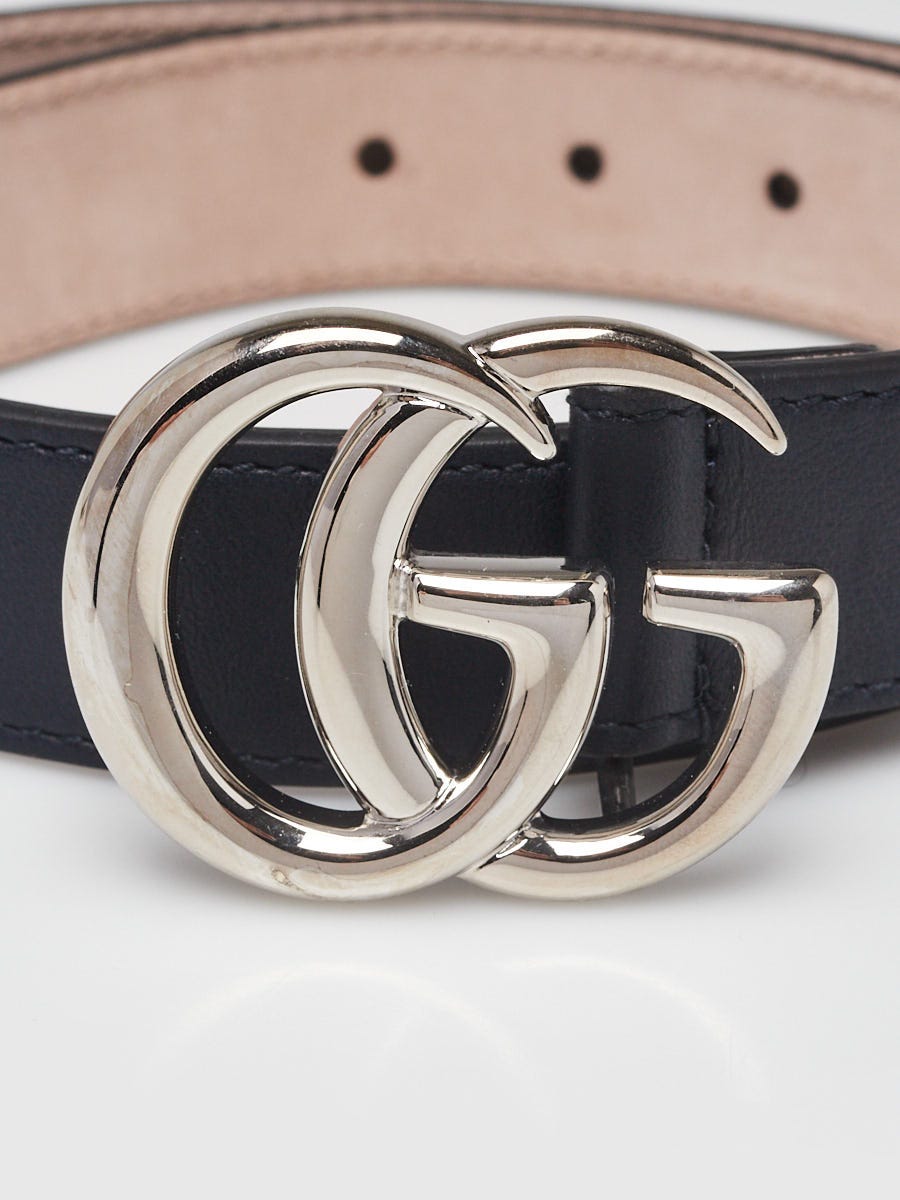 Gucci Blue Leather Double G Children's Belt Size S